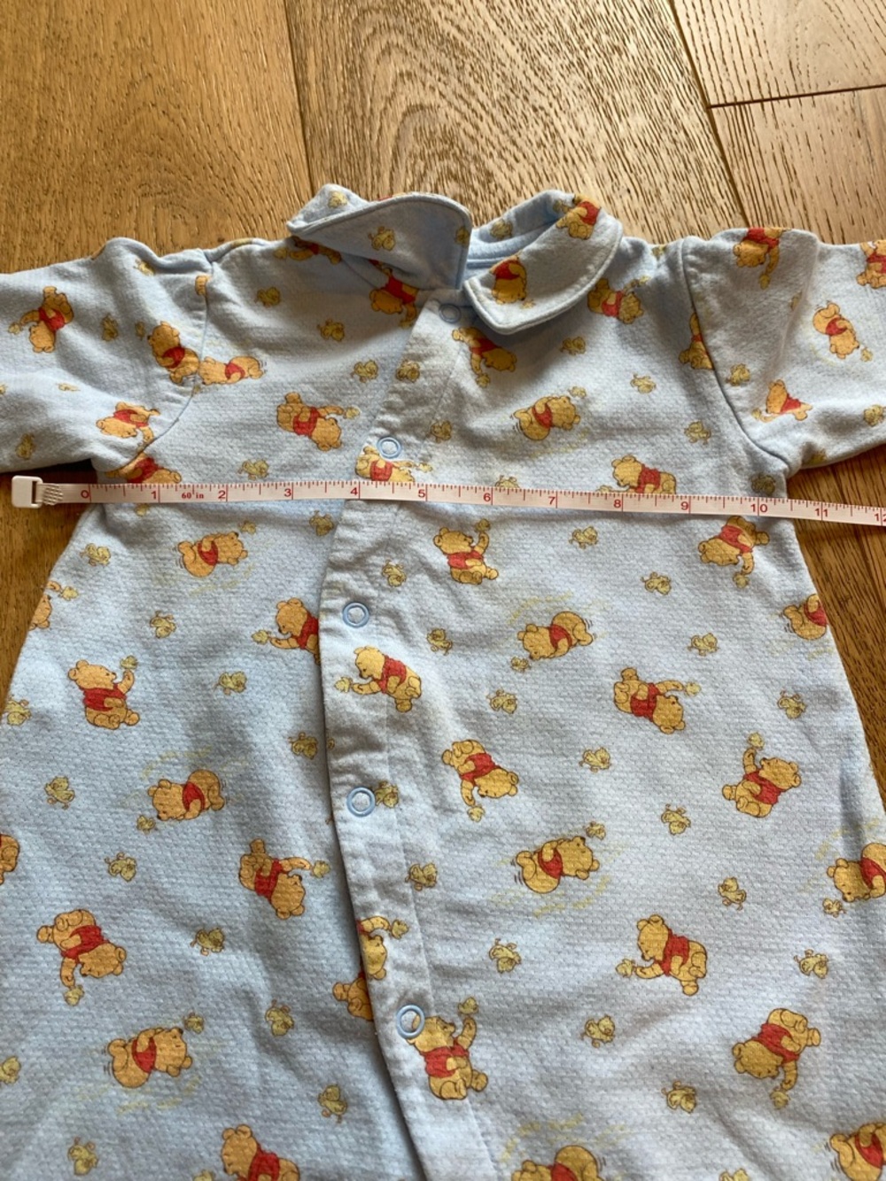 Vintage Disney Light Blue Winnie the Pooh Footed One-Piece With Collar - Picture 5 of 6